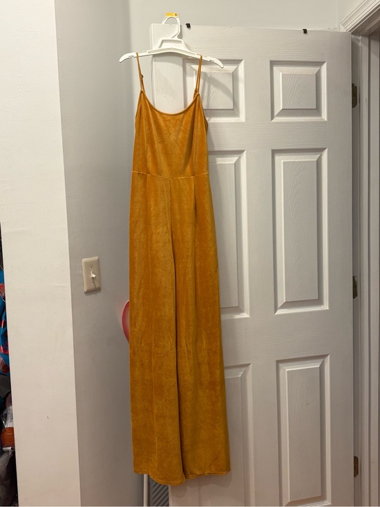 Forever 21 Pants - Mustard Yellow Velvet Jumpsuit with Spaghetti Straps